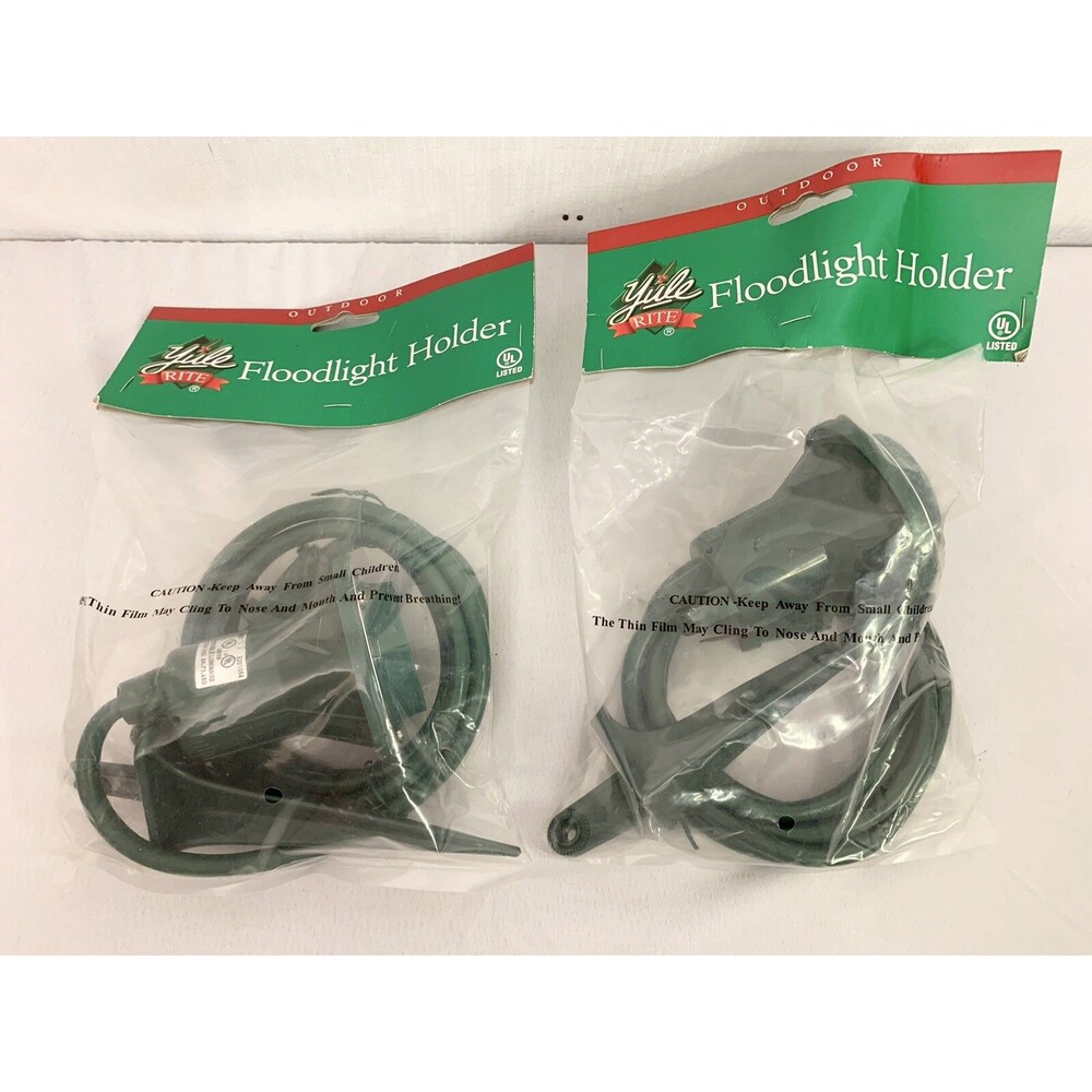 (2) Lot Yule Right Flood Light Bulb Holders Outdoor Lighting Polarized Plug